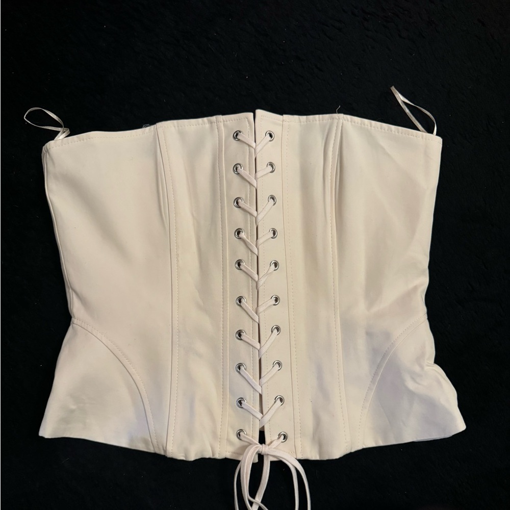 Zara Nude Lace Up Corset Top